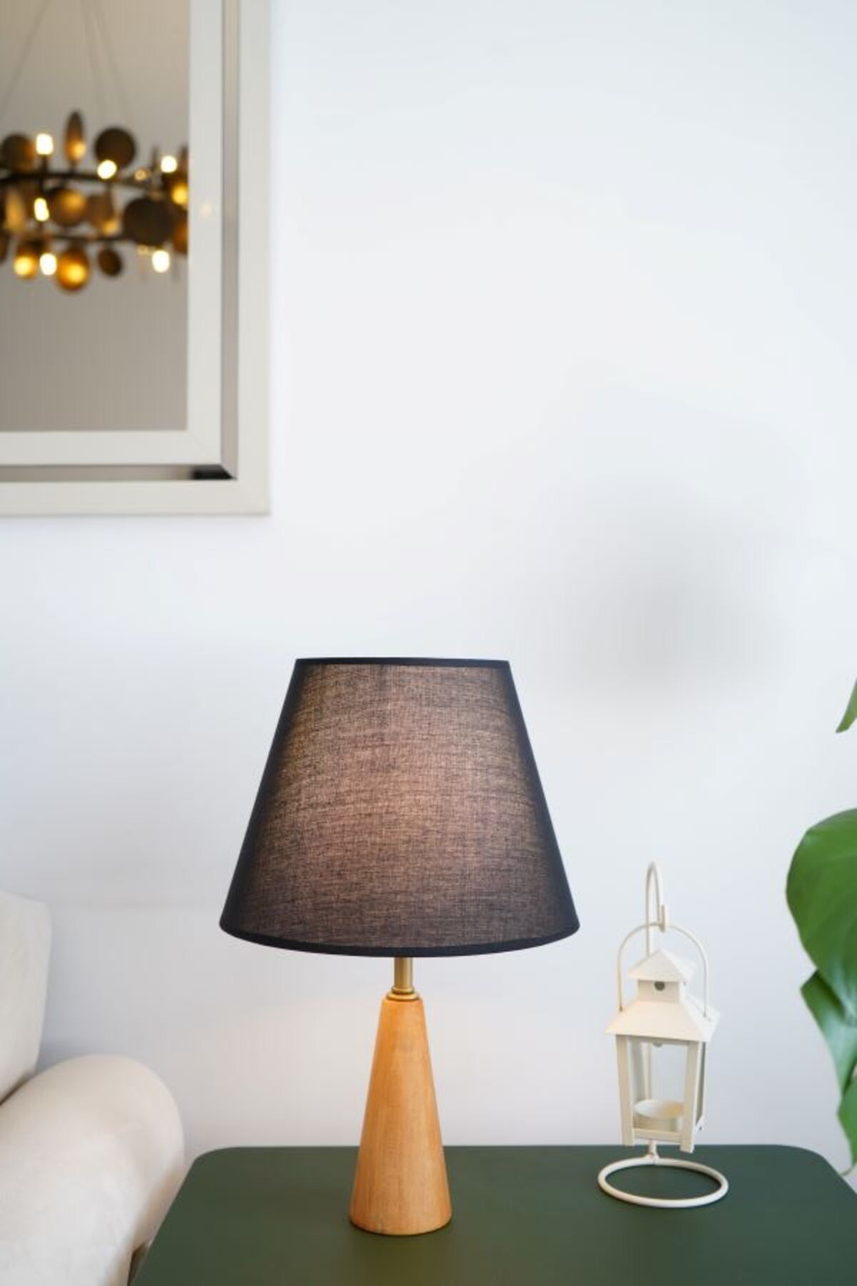 retro home design Doğal Ahşap Model Siyah Şapkalı Dekoratif Abajur Salon Yatak Odası Abajur