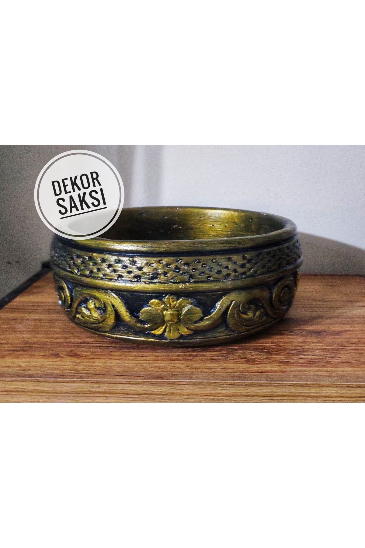 Gold Garden KOPYA - Beton Saksı Sukulent Bonzai Aranjman Teraryum Çiçek Saksısı 19x8cm