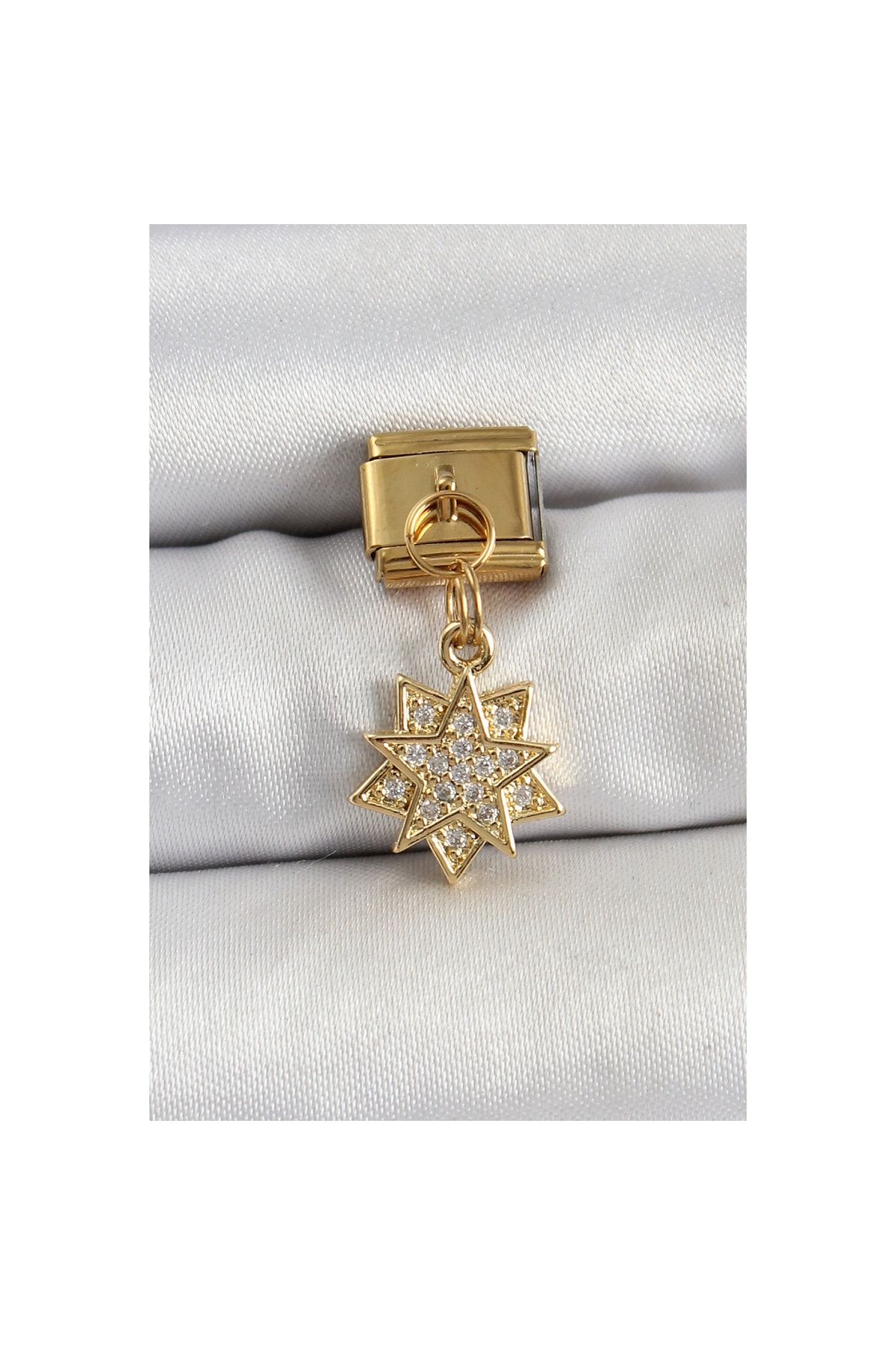 Ayder Timya 316l Çelik Sallantılı Zirkon Taşlı Yıldız Model Gold Renk Nomination Charm - Tj-bc1416