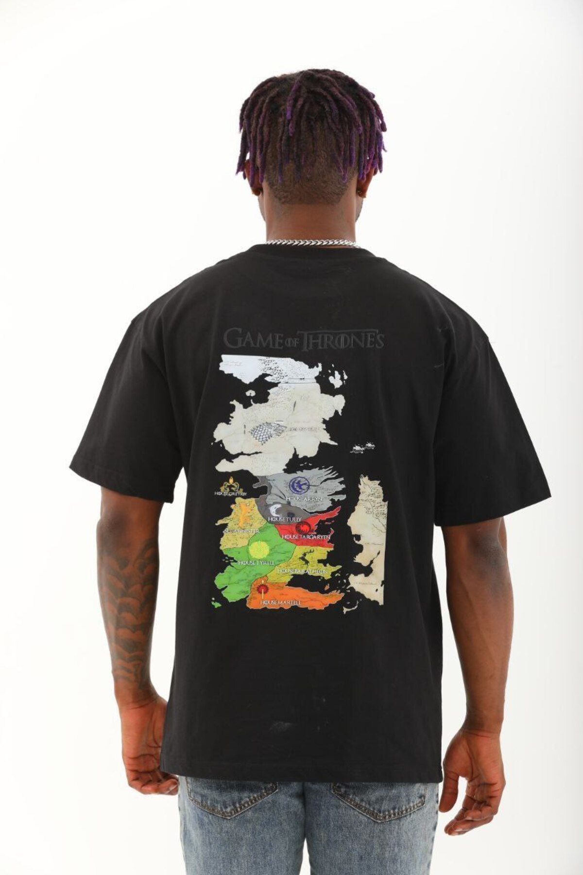 AURA Baskılı Oversize Bisiklet Yaka Unisex T-Shirt