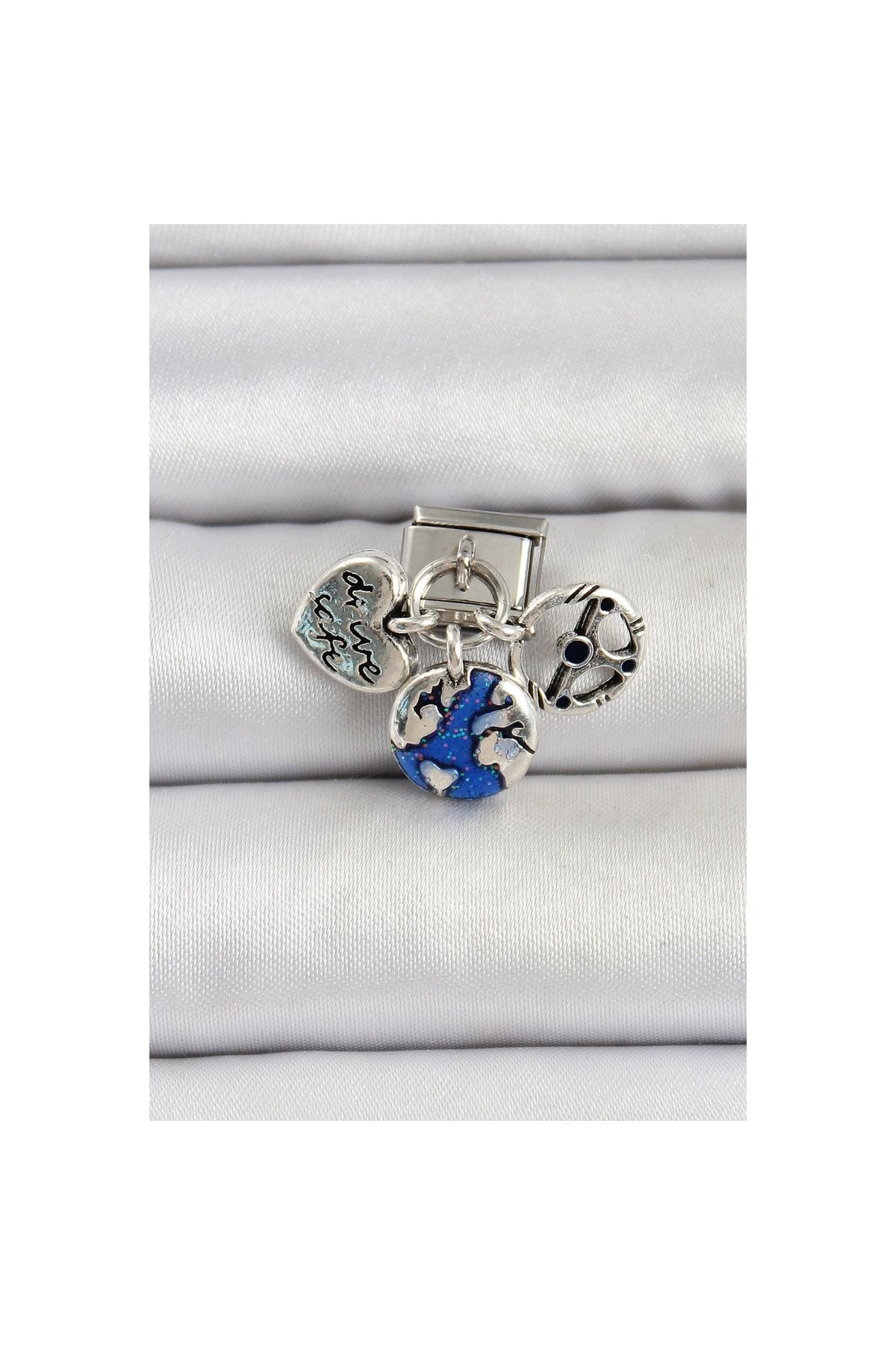 Ayder Timya 316l Çelik Gümüş Renk Travel Model Nomination Charm - Tj-bc1501