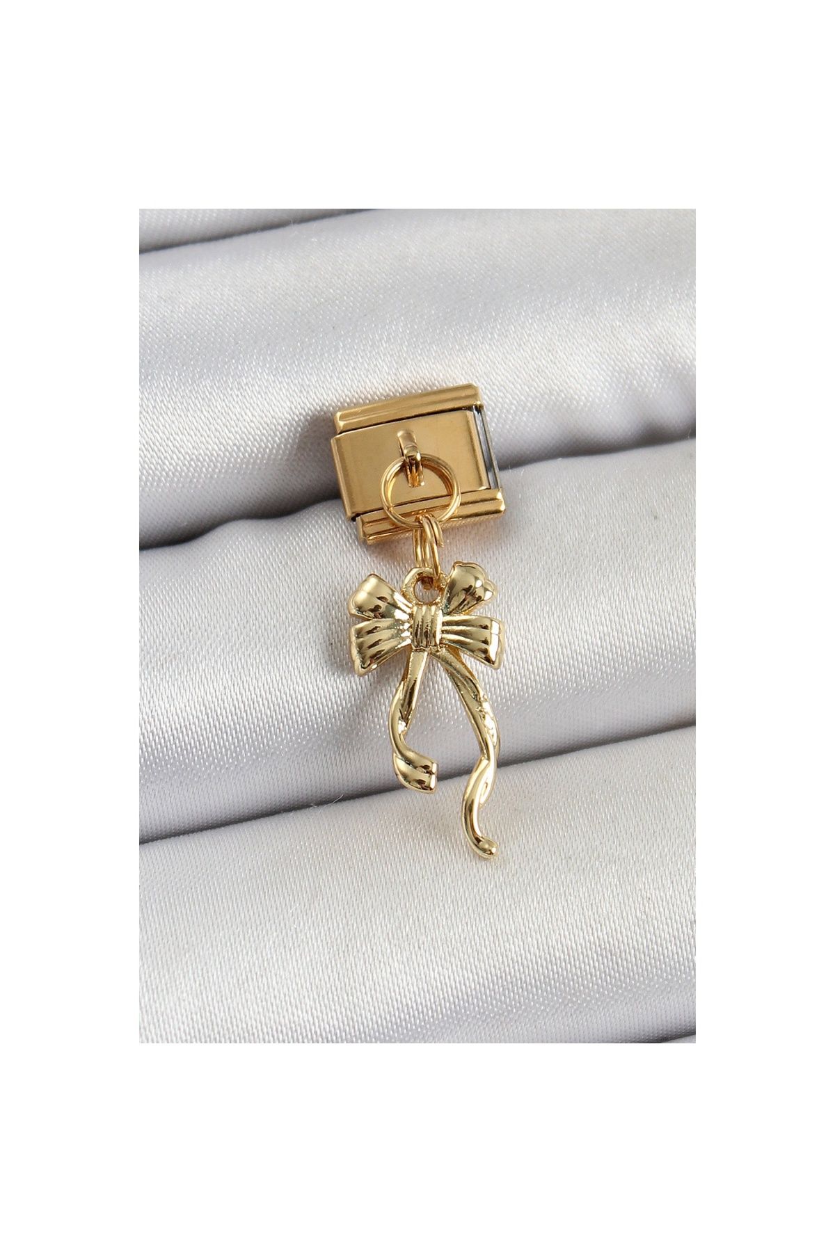 Ayder Timya 316l Çelik Sallantılı Uzun Fiyonk Model Gold Renk Nomination Charm - Tj-bc1403