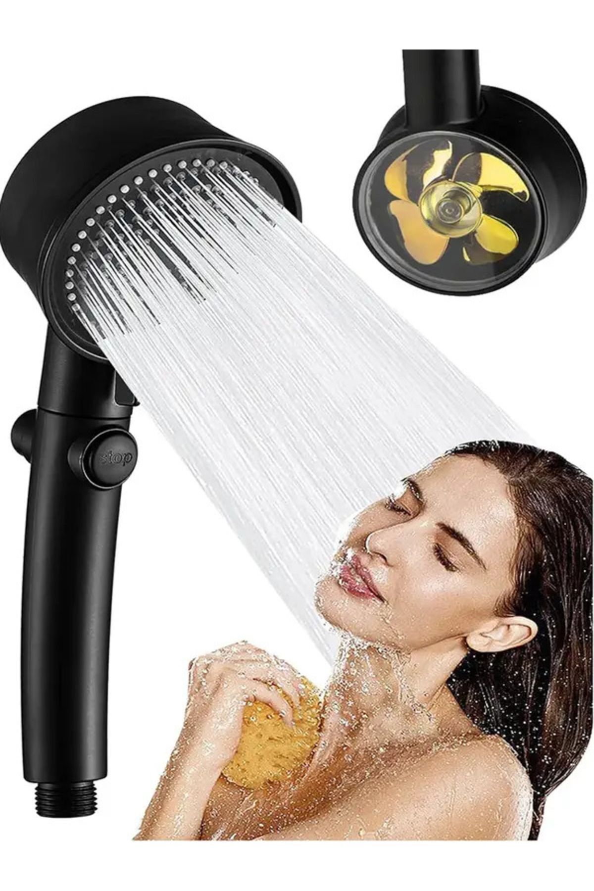 ARVENT Siyah Pervaneli Turbo Banyo Duş Seti