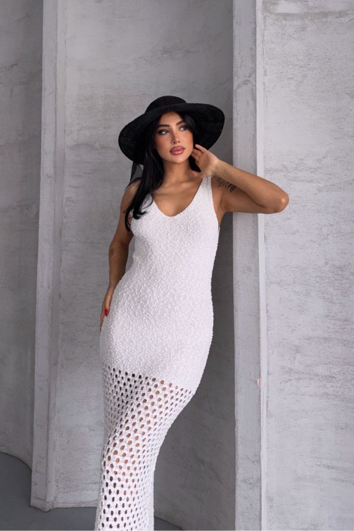 Noi Belis Maxi Boy Ajurlu/Delikli V Yaka Yazlık Elbise SS25EL0034