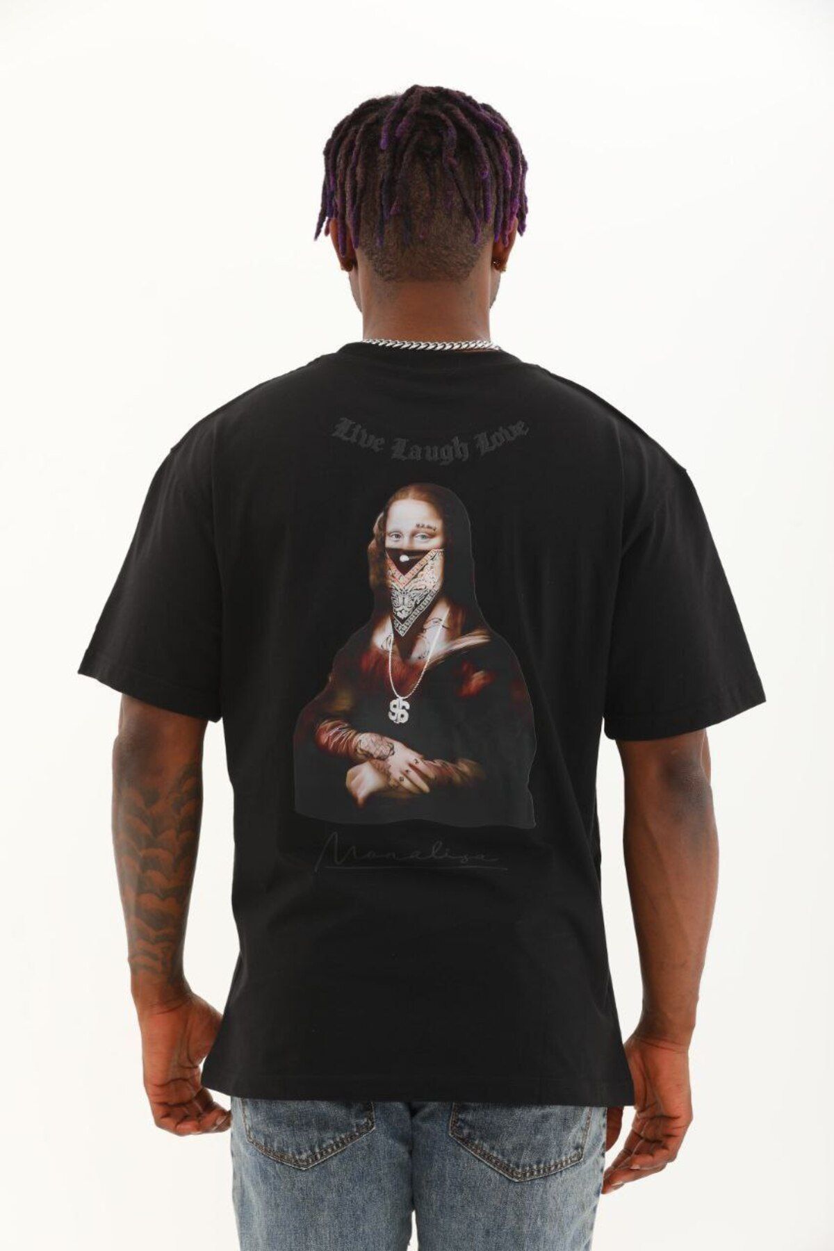 AURA Baskılı Oversize Bisiklet Yaka Unisex T-Shirt
