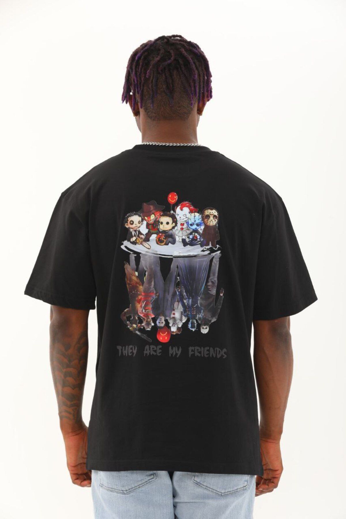 AURA Baskılı Oversize Bisiklet Yaka Unisex T-Shirt