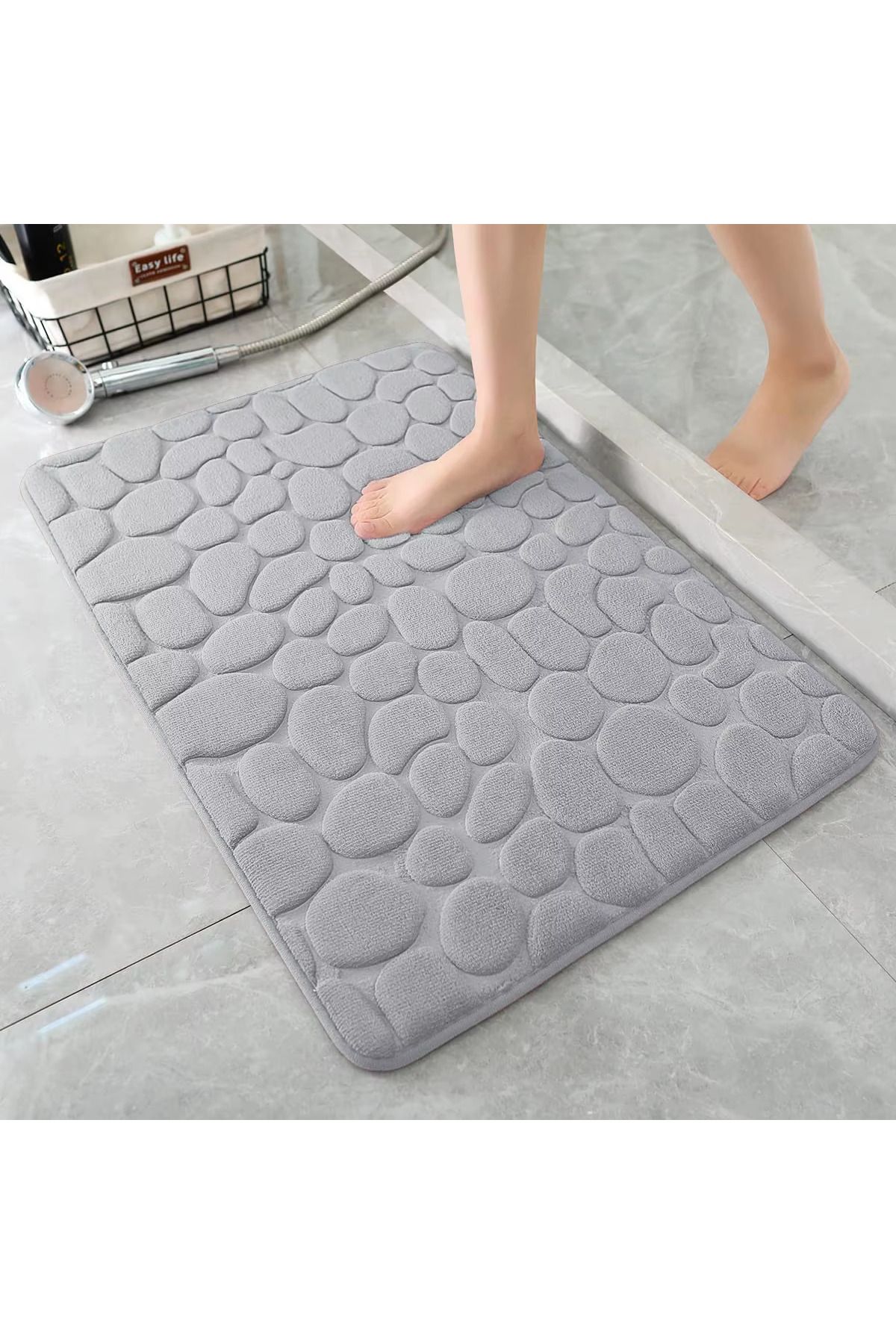 Vezir Aksesuar Lüks Konfor ve Güvenlik Bir Arada! Gri Kaydırmaz Hafızalı Banyo Paspası