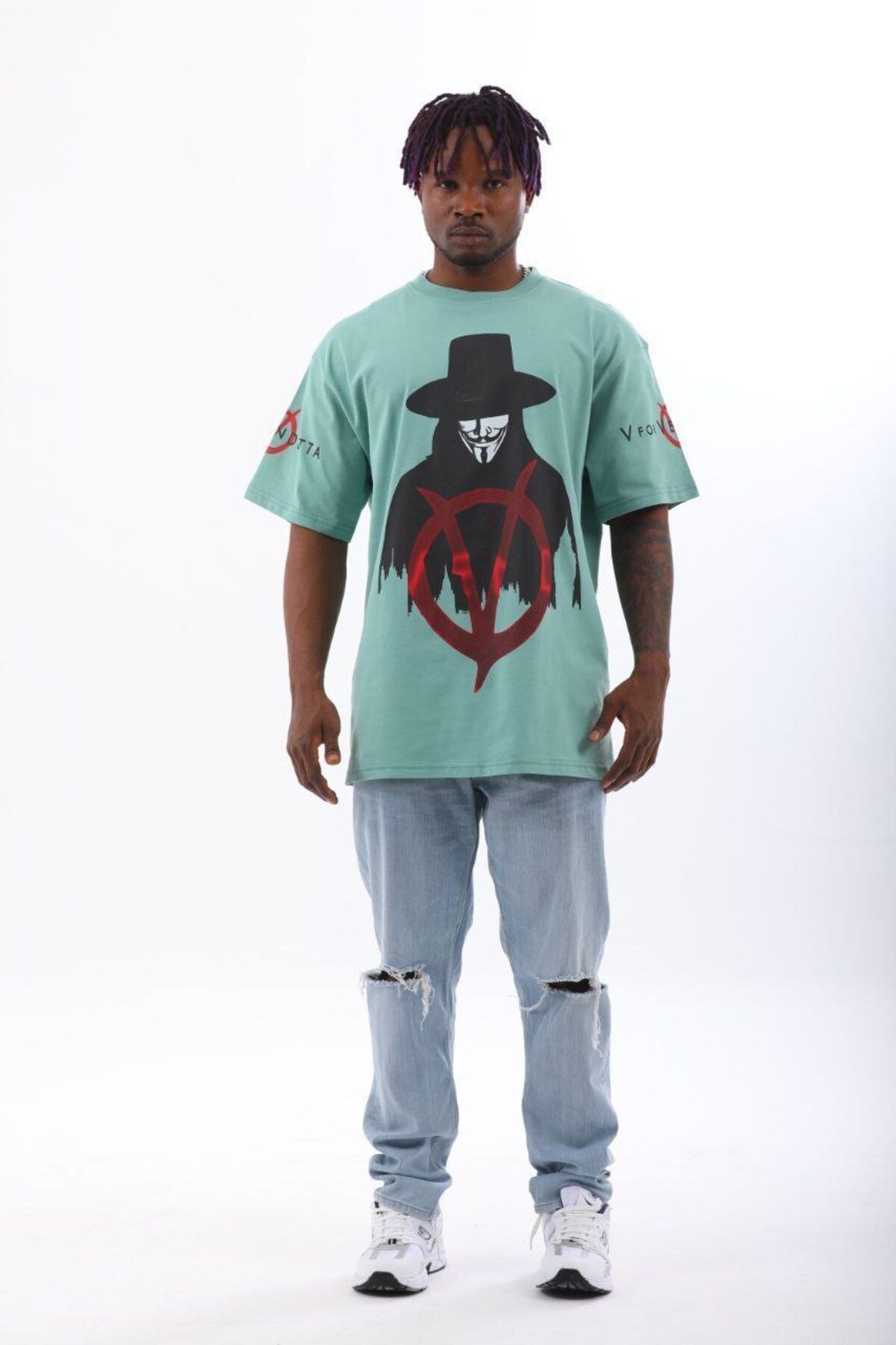 AURA Baskılı Oversize Bisiklet Yaka Unisex T-Shirt
