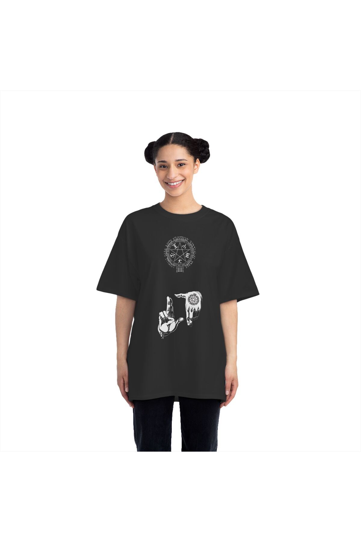 AİON VESTURE Unisex Oversize Grafik Baskılı Tişört – “Mystic Sigil” Ruhani Sembol Tasarımı – AİON VESTURE