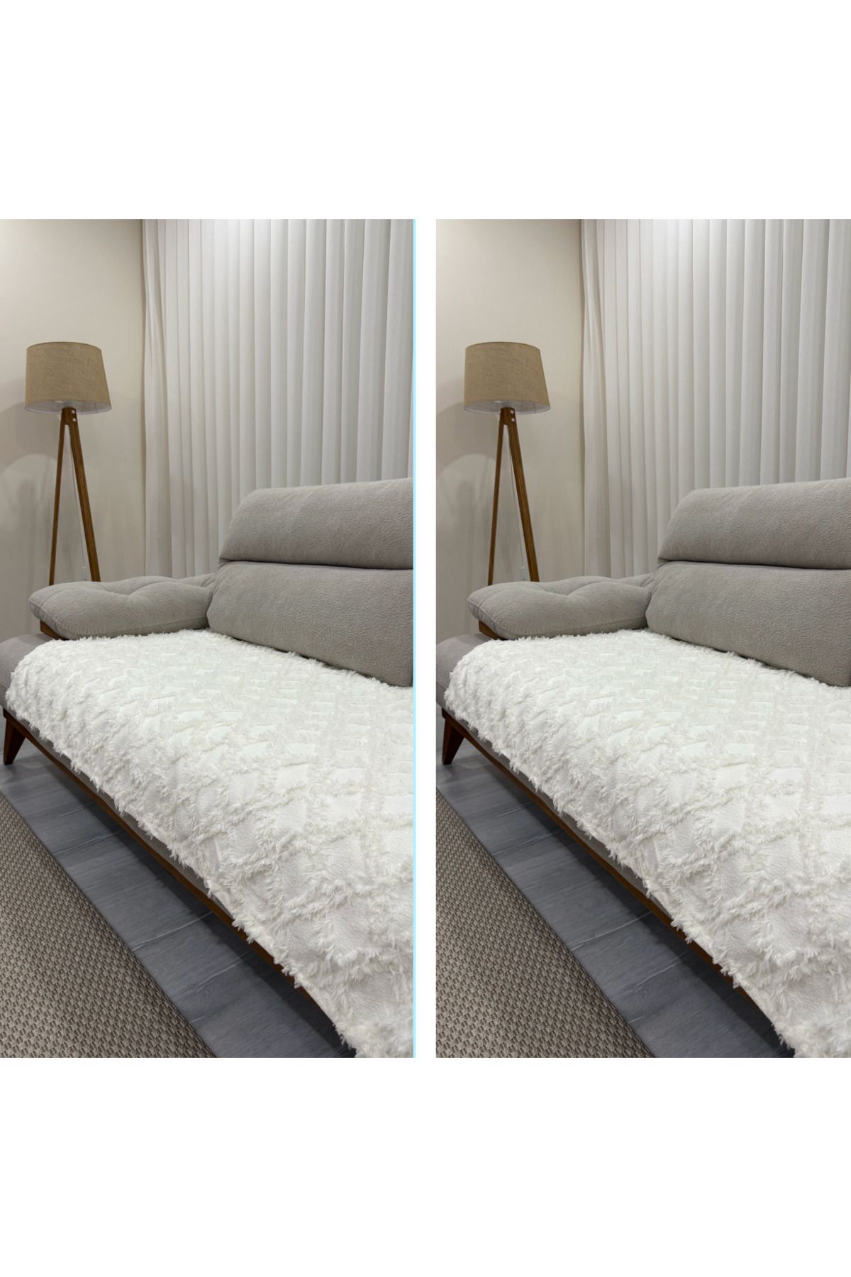 KAYALI HOME Koltuk Örtüsü Seti 2 Adet Ekru 100 x 240