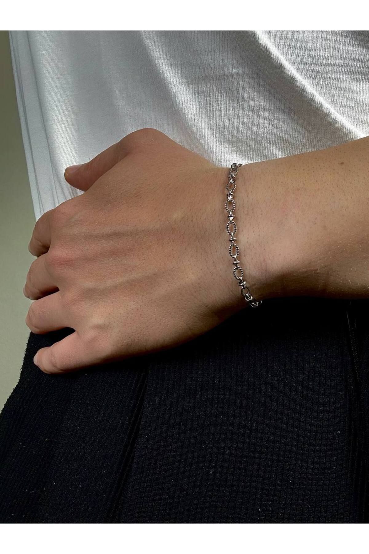 Arvens Silver Erkek Zincir Bileklik Kadın Paslanmaz Çelik Renk Atmaz Unısex Kararmaz Çelik Bileklik