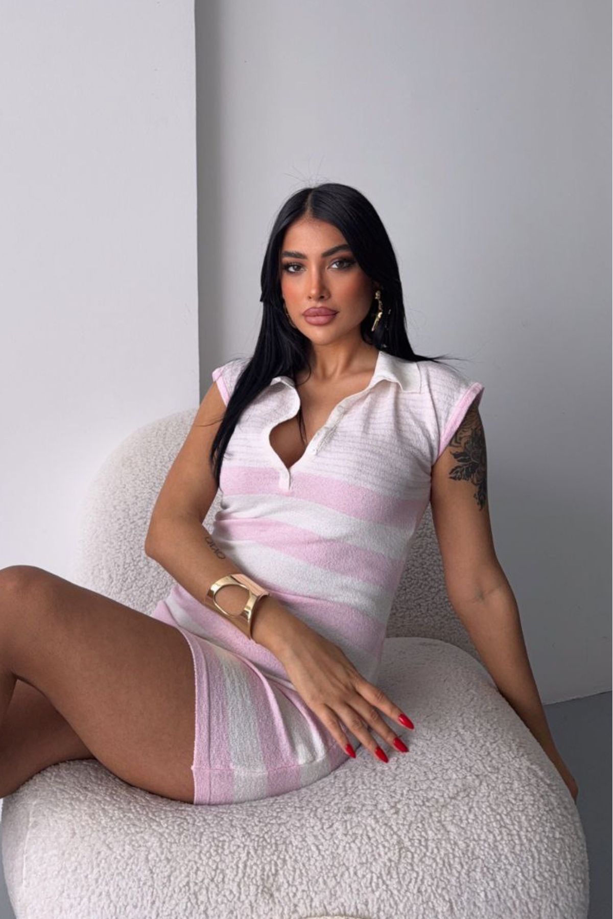 Noi Belis Mini Boy Polo Yaka Düğme Detaylı İnce Yazlık Elbise SS25EL0039