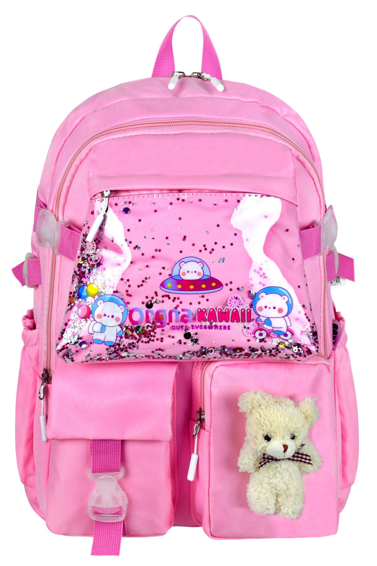Kingston Hill Kawaii Kore Tarzı Aksesuarlı Çok Bölmeli Çocuk Okul Çantası