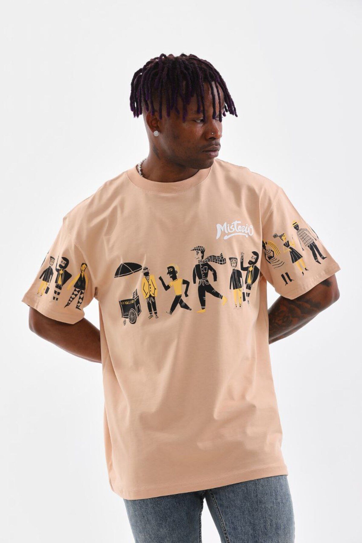 AURA Baskılı Oversize Bisiklet Yaka Unisex T-Shirt
