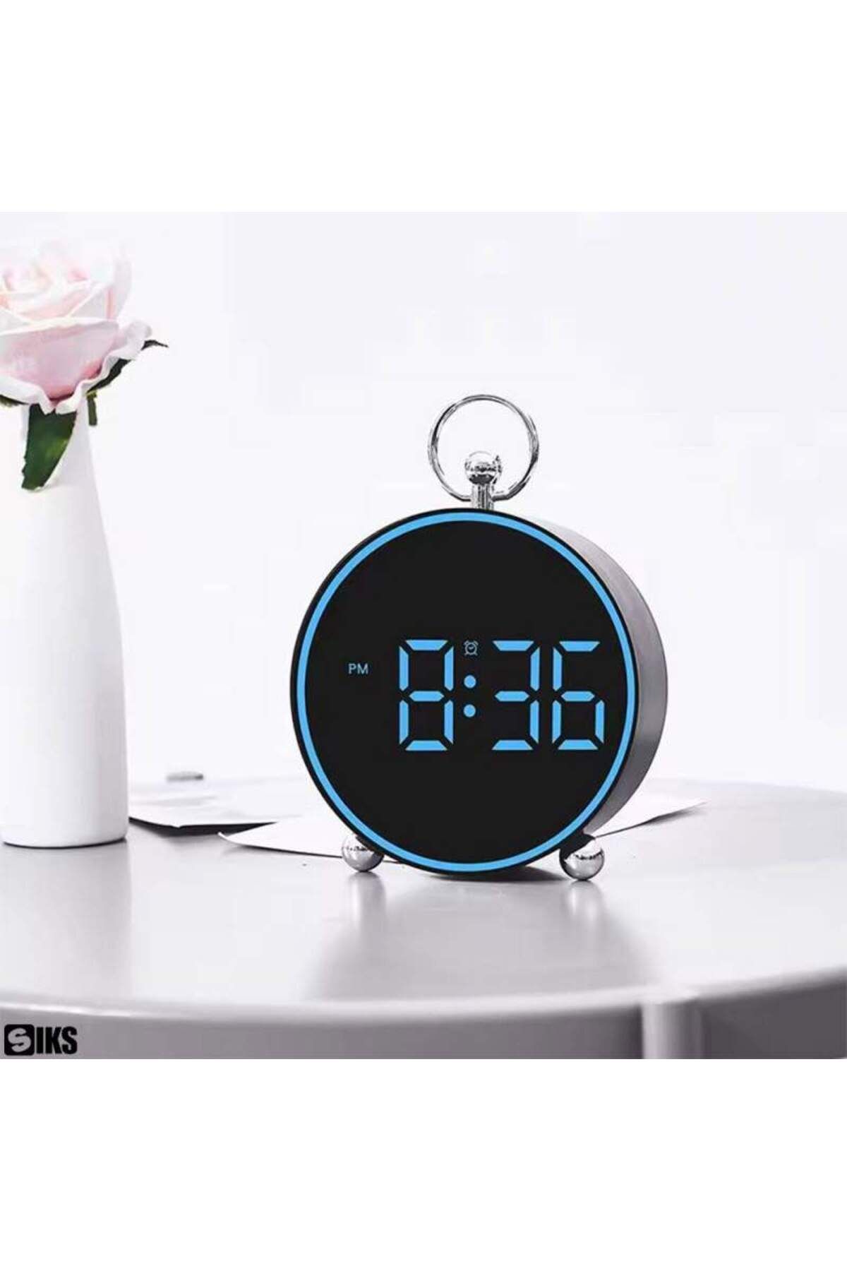 SIKS-Digital Table Or Wall Clock, With Blue Display, Customizable Alarm, Snooze, Led Light 2