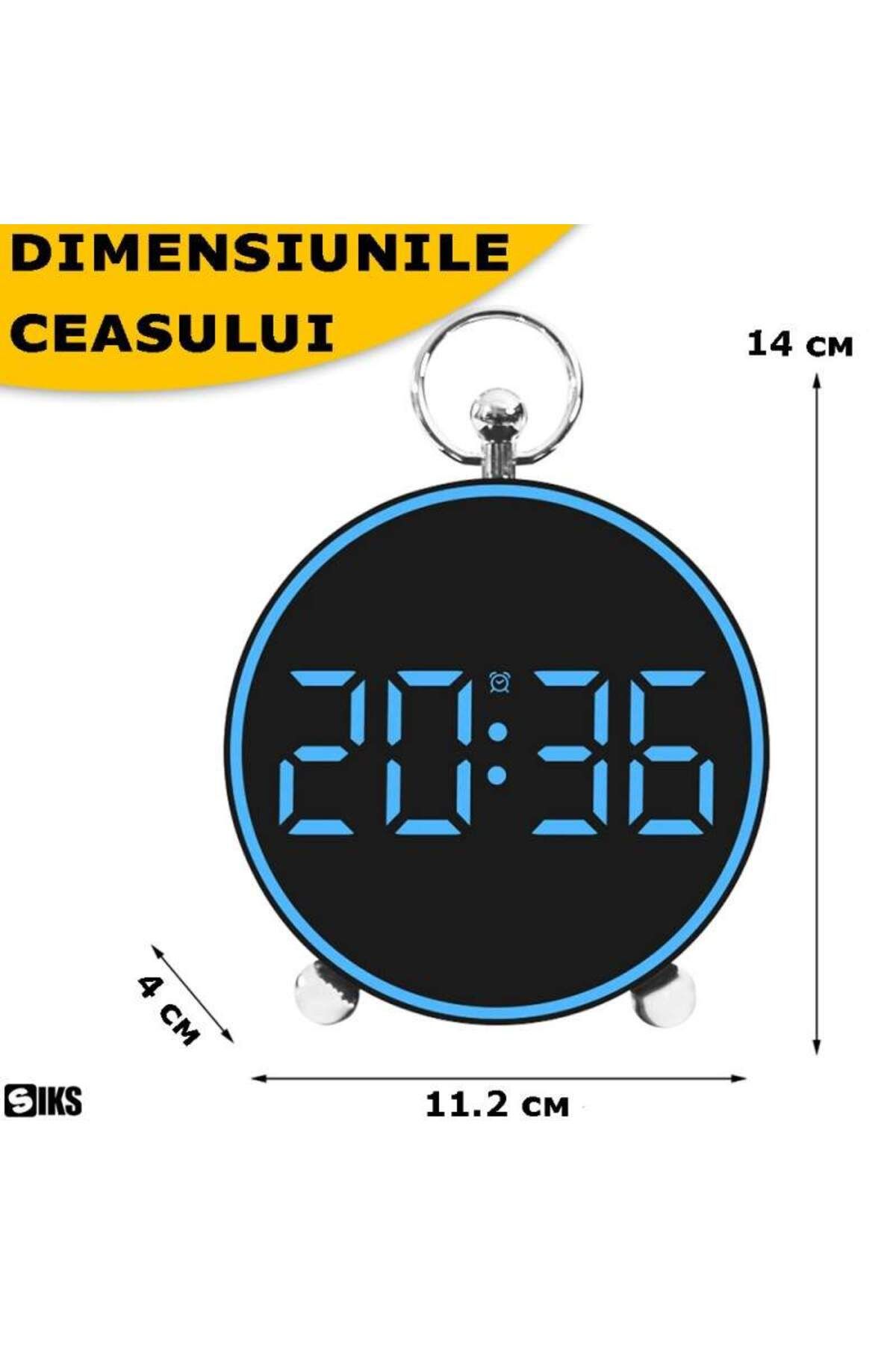 SIKS-Digital Table Or Wall Clock, With Blue Display, Customizable Alarm, Snooze, Led Light 6