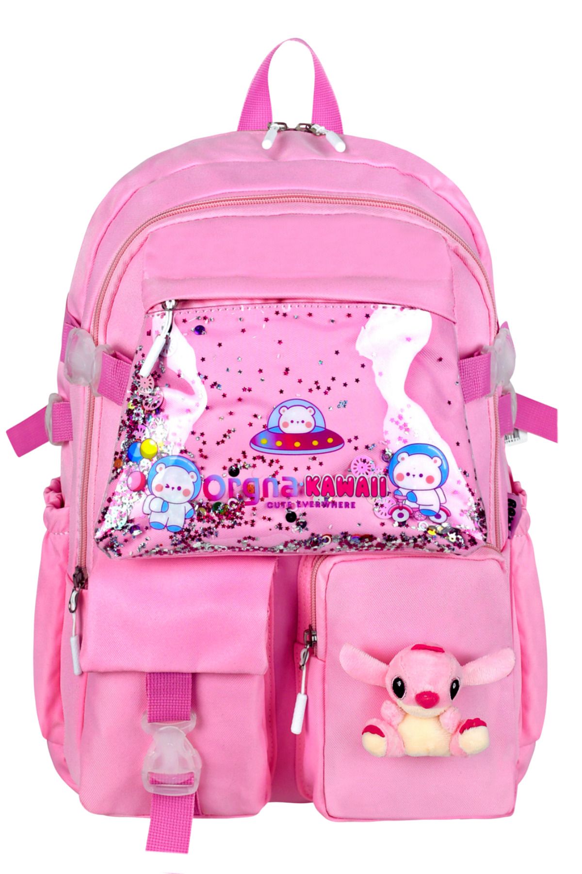 Kingston Hill Stitch Kawaii Kore Tarzı Aksesuarlı Çok Bölmeli Çocuk Okul Çantası