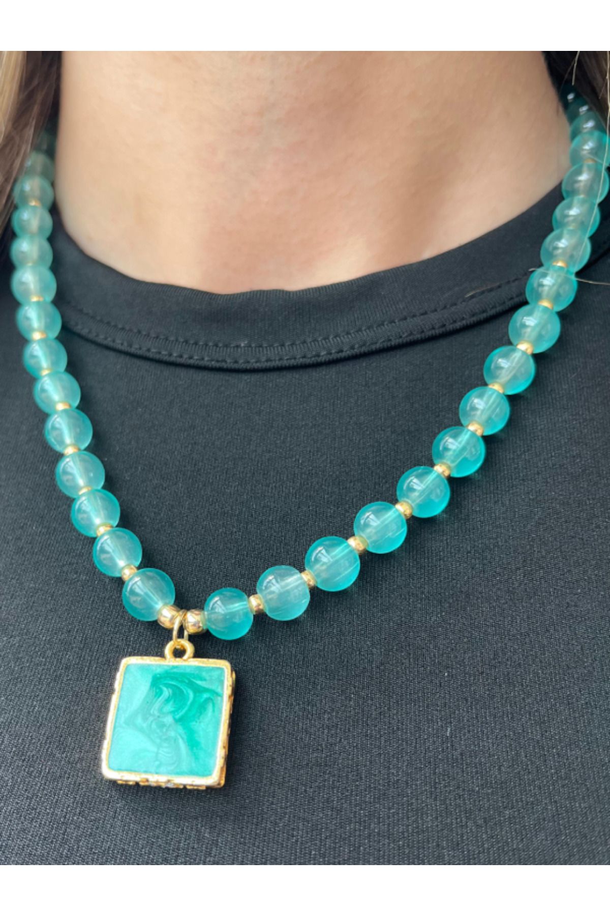 Jewerly Taş Gold Kaplama Tasarım Kolye
