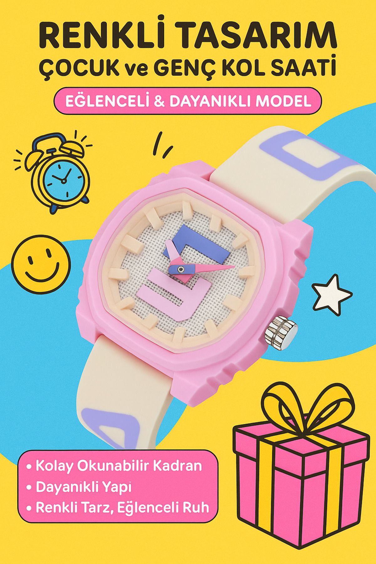 Enjoy SANDA Kol Saati Renkli Tasarım Unisex Ürün Su Geçirmez Eğlenceli Dayanıklı Model