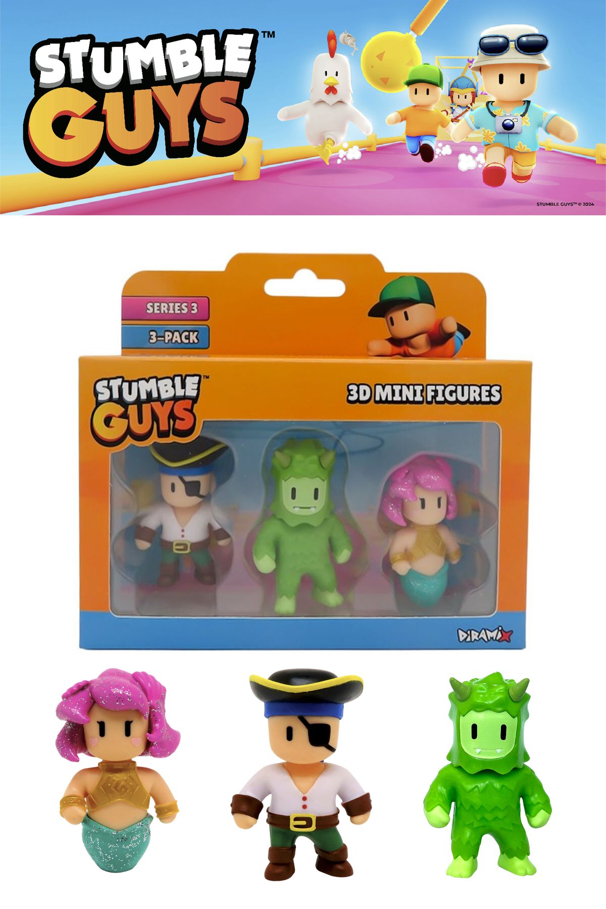 TOYFEST Stumble Guys 3 lü Mini Figür Seti Seri 3 - 5 CM - Model 9