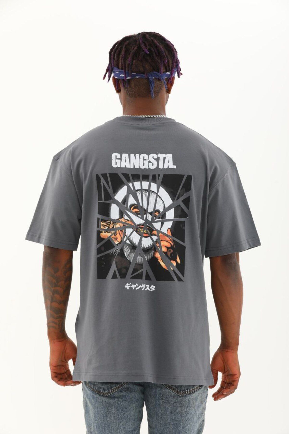 AURA Baskılı Oversize Bisiklet Yaka Unisex T-Shirt