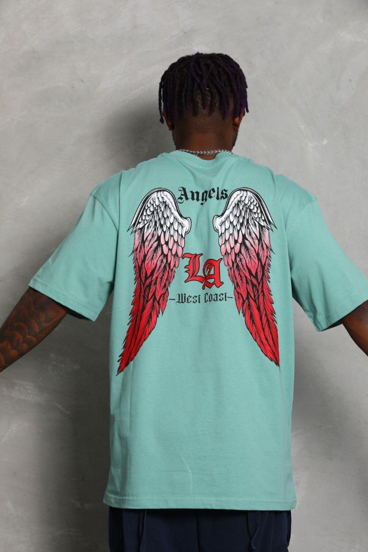 AURA Baskılı Oversize Bisiklet Yaka Unisex T-Shirt