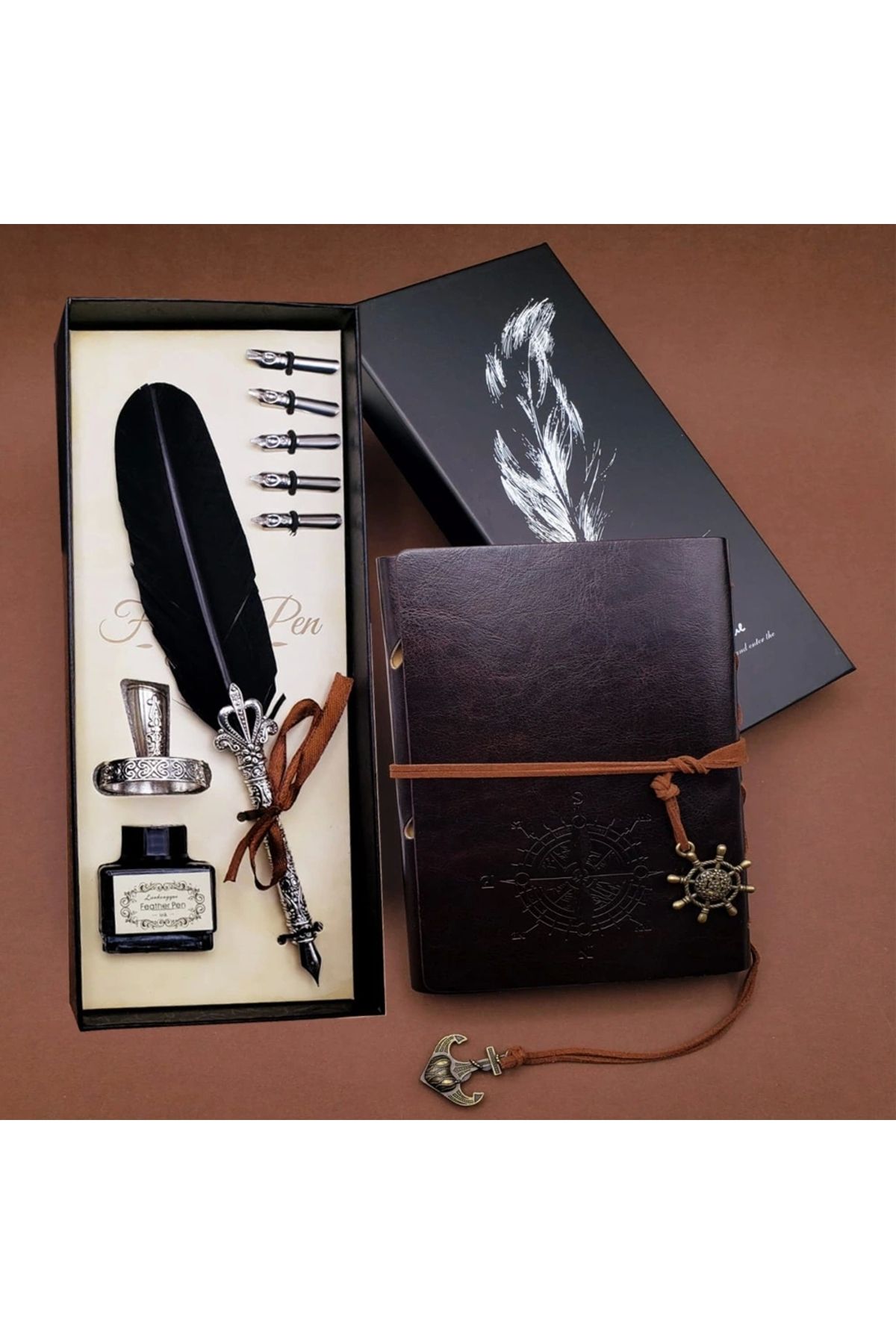 OurStyles Tüylü Kalem ve Deri Defter Set 646