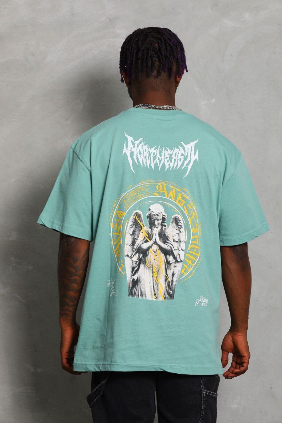 AURA Baskılı Oversize Bisiklet Yaka Unisex T-Shirt