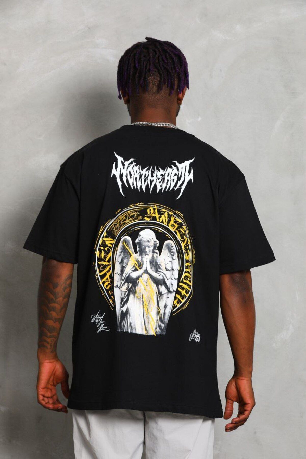 AURA Baskılı Oversize Bisiklet Yaka Unisex T-Shirt