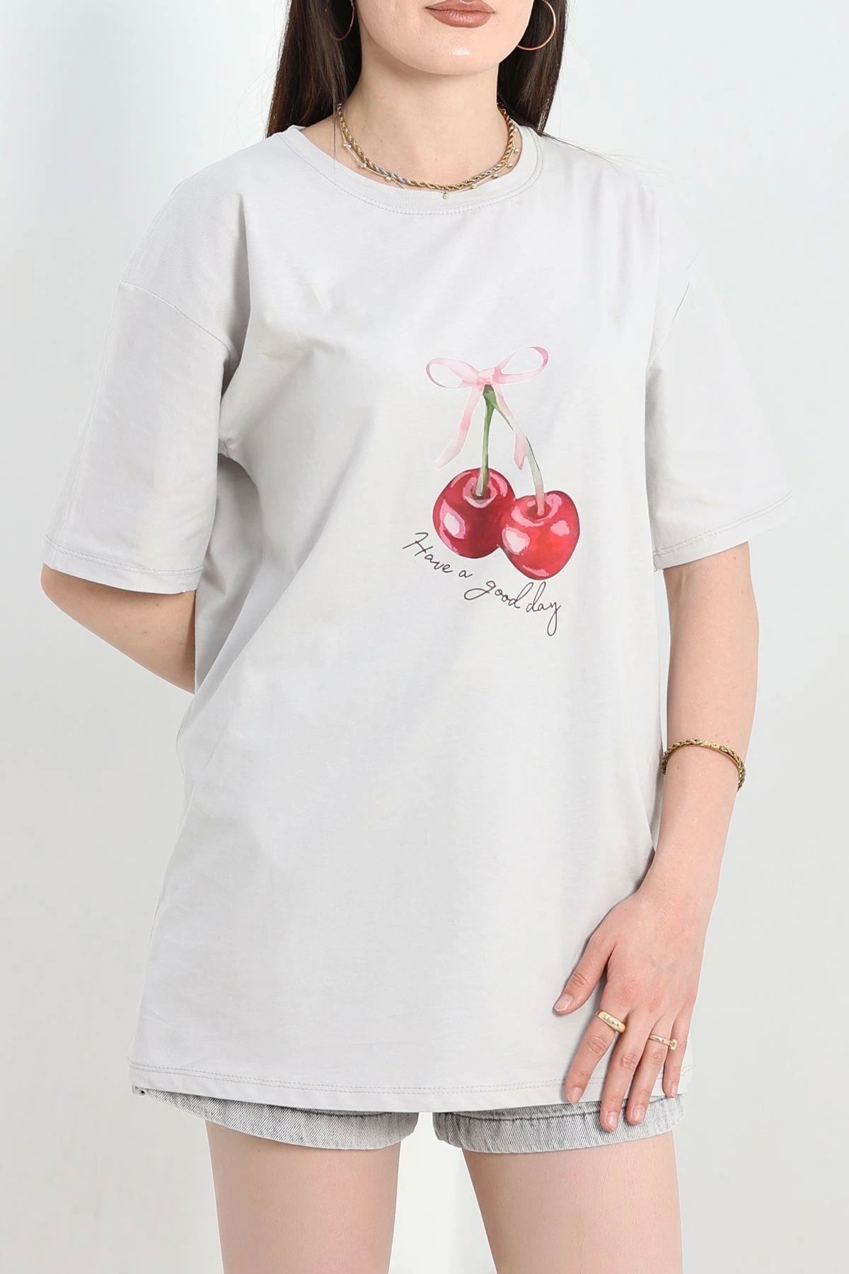 OurStyles Lüx Penye Dijital Baskılı Oversize Tişört Dumangri - 30500.1878.