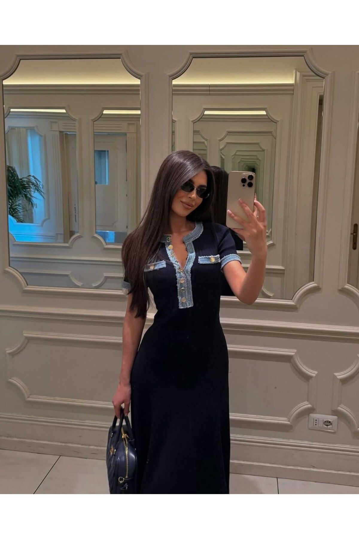 Abalı Yeni sezon triko ,kot yazlık elbise Queen ELezabes model.