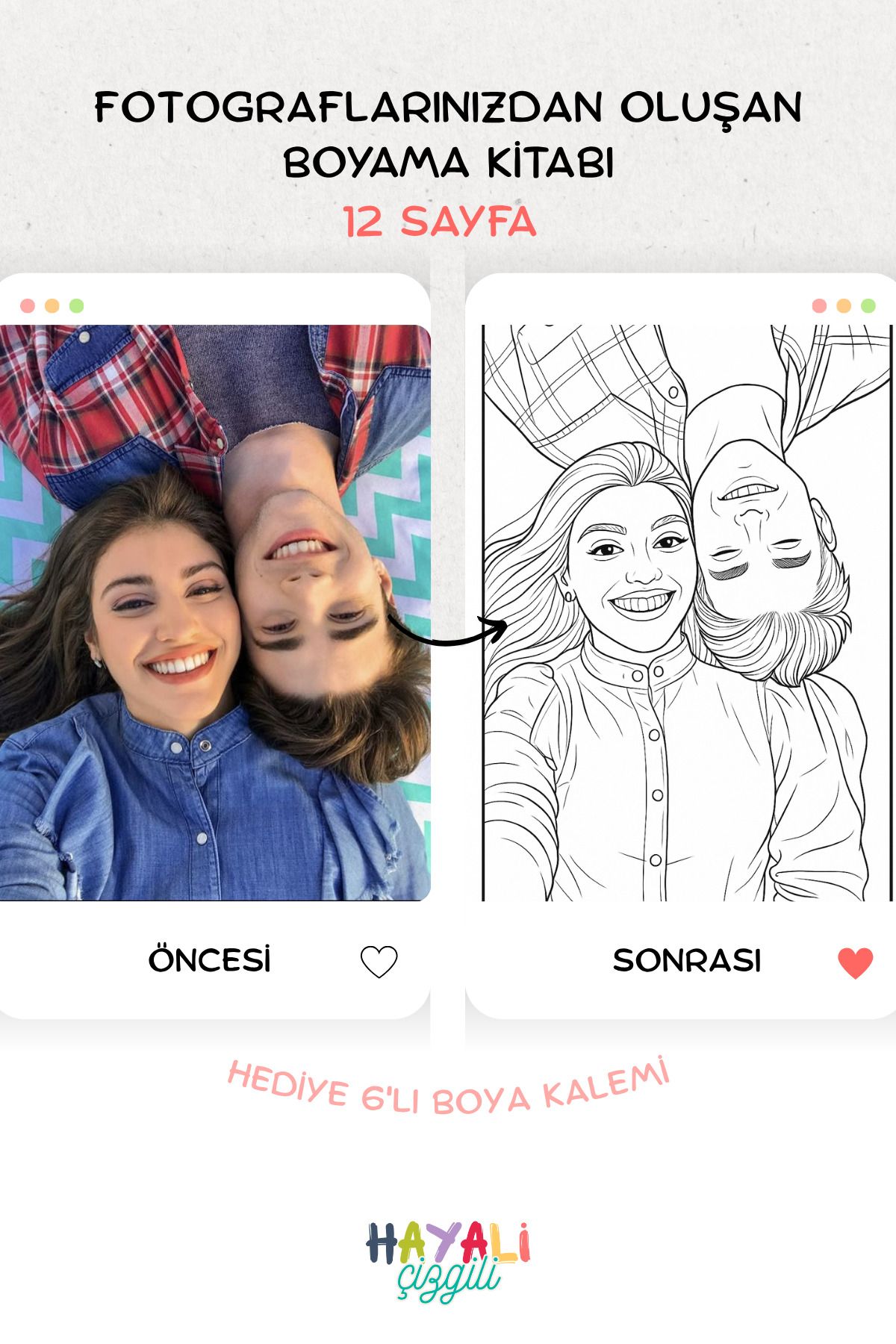 Hayali Çizgili 12 Fotoğraf , Özel Tasarım Boyama Kitabı , Her Yaşa Özel , Çocuk Gelişimi , Doğum Günü , Hediye