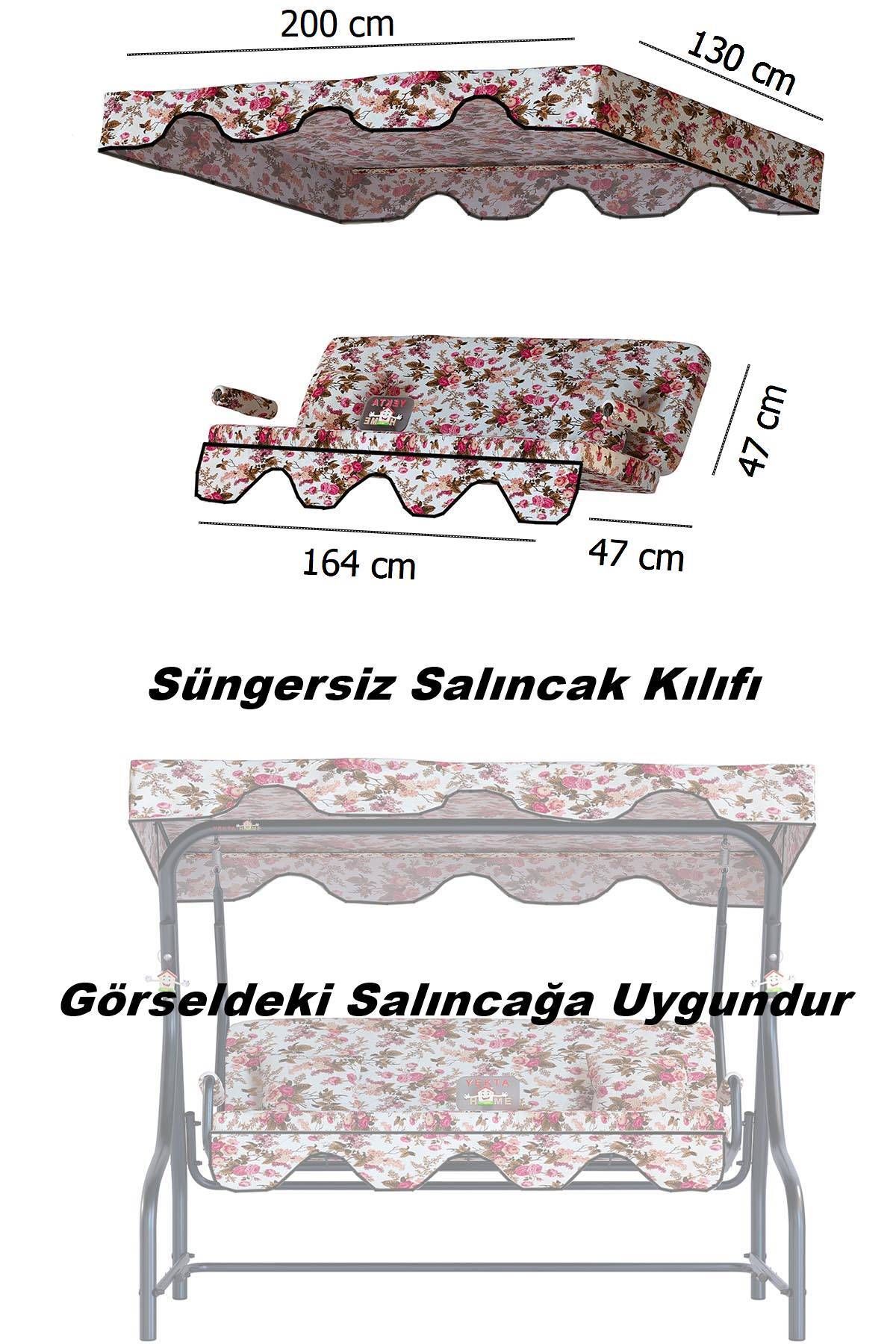 Yekta Home İngiliz Gülü 3 Kişilik Salıncak Minder Takımı . Yastık Tente Kolluk Minder Süngersiz Set