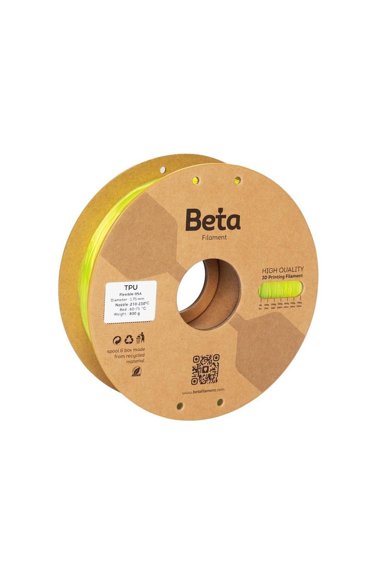 Beta Filament Beta TPU 95A Filament Transparent Lemon Yellow