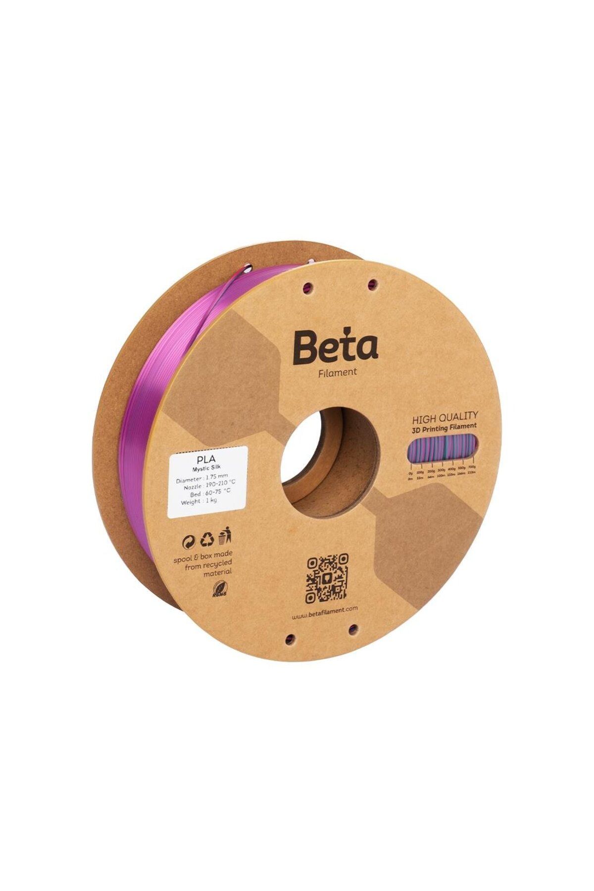 Beta Filament Beta PLA-Mystic Silk Filament Rose Red Green Blue