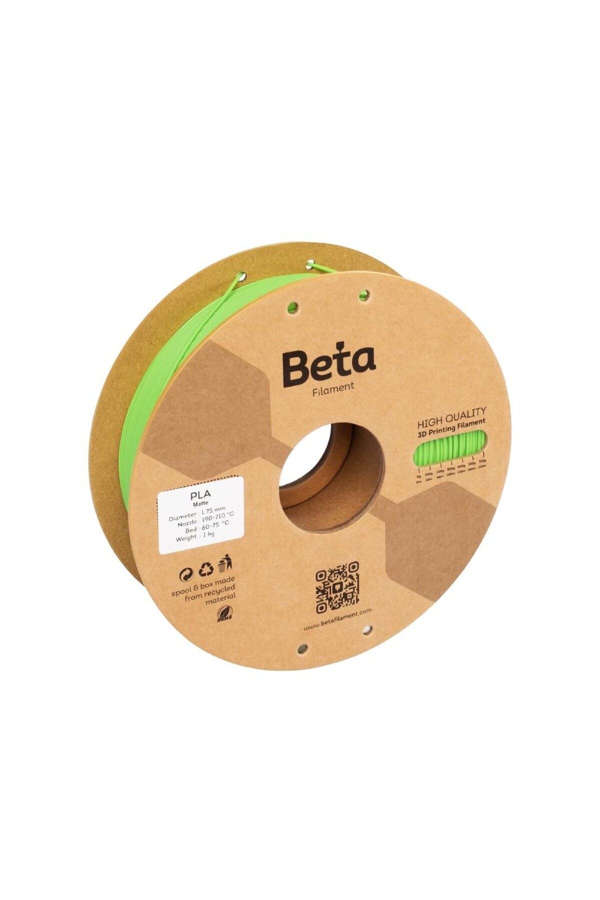 Beta Filament Beta PLA-Matte Filament Scallion Green