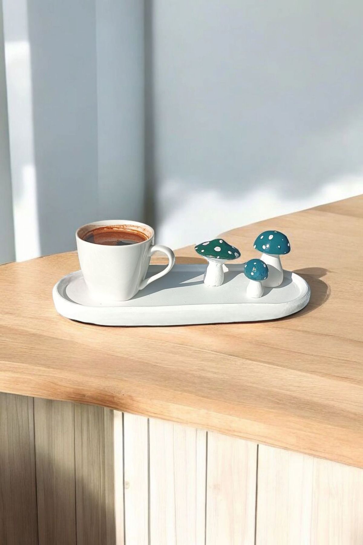 WELBİA 4'lü Set Dekoratif Mantar ve sunum tabağı,dekor, dekorasyon l,mutfak,banyo, bahçe