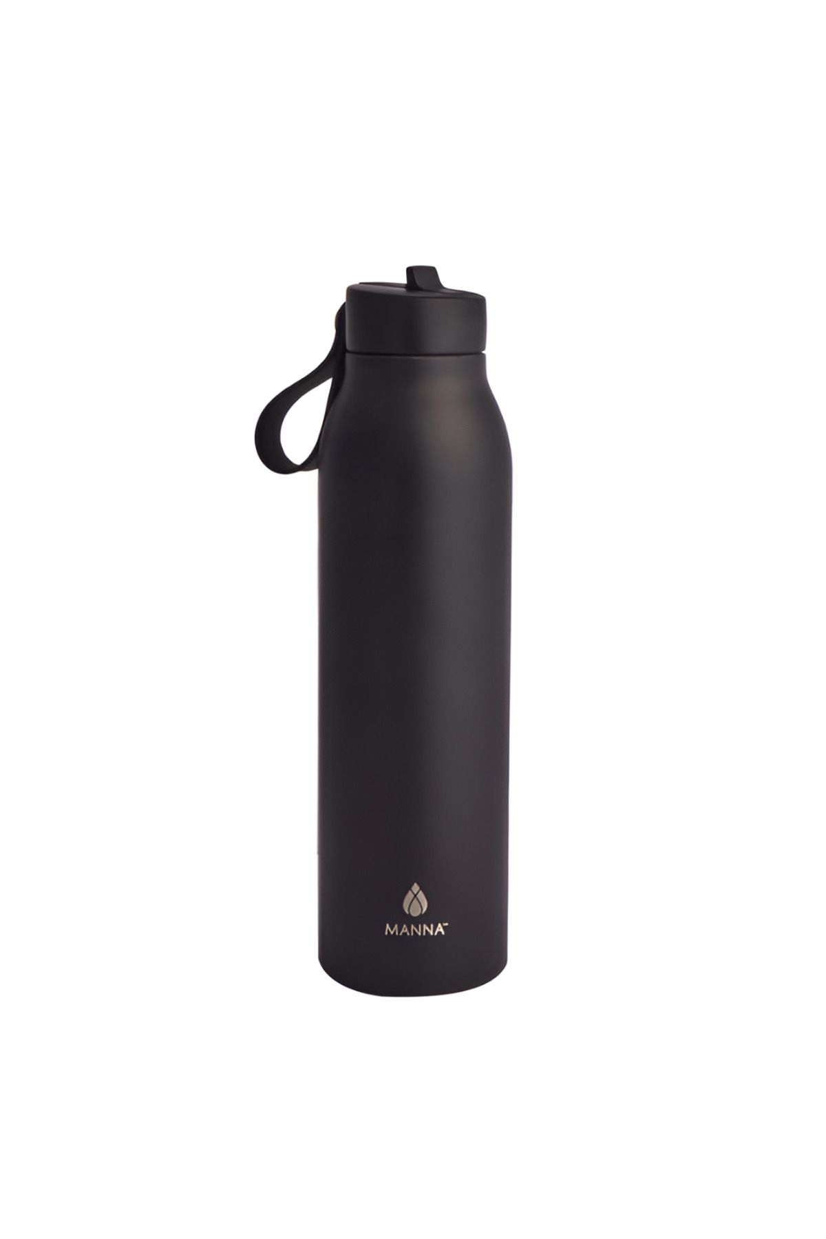 manna-Hydration Modern Flip Double Wall Insulated Stainless Steel Water Bottle Onyx Powder 20oz 1