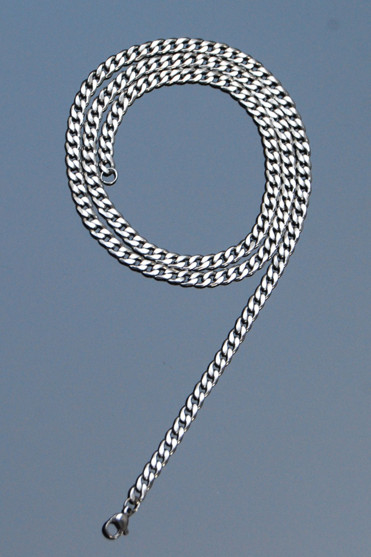 Rua Jewelry Gurmet Model Zincir Paslanmaz Çelik Kolye Gümüş Renk - 3mm