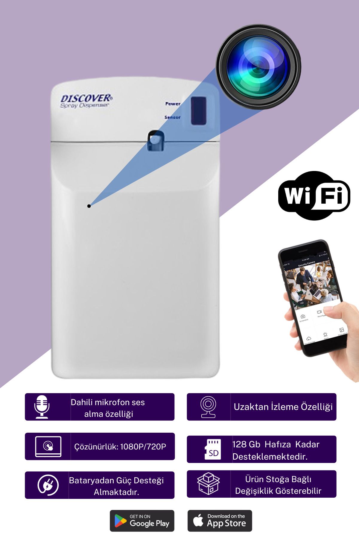 Viontra Tech Oda Sprey Wifi Güvenlik Kamera - Bebek Bakıcı Kamera