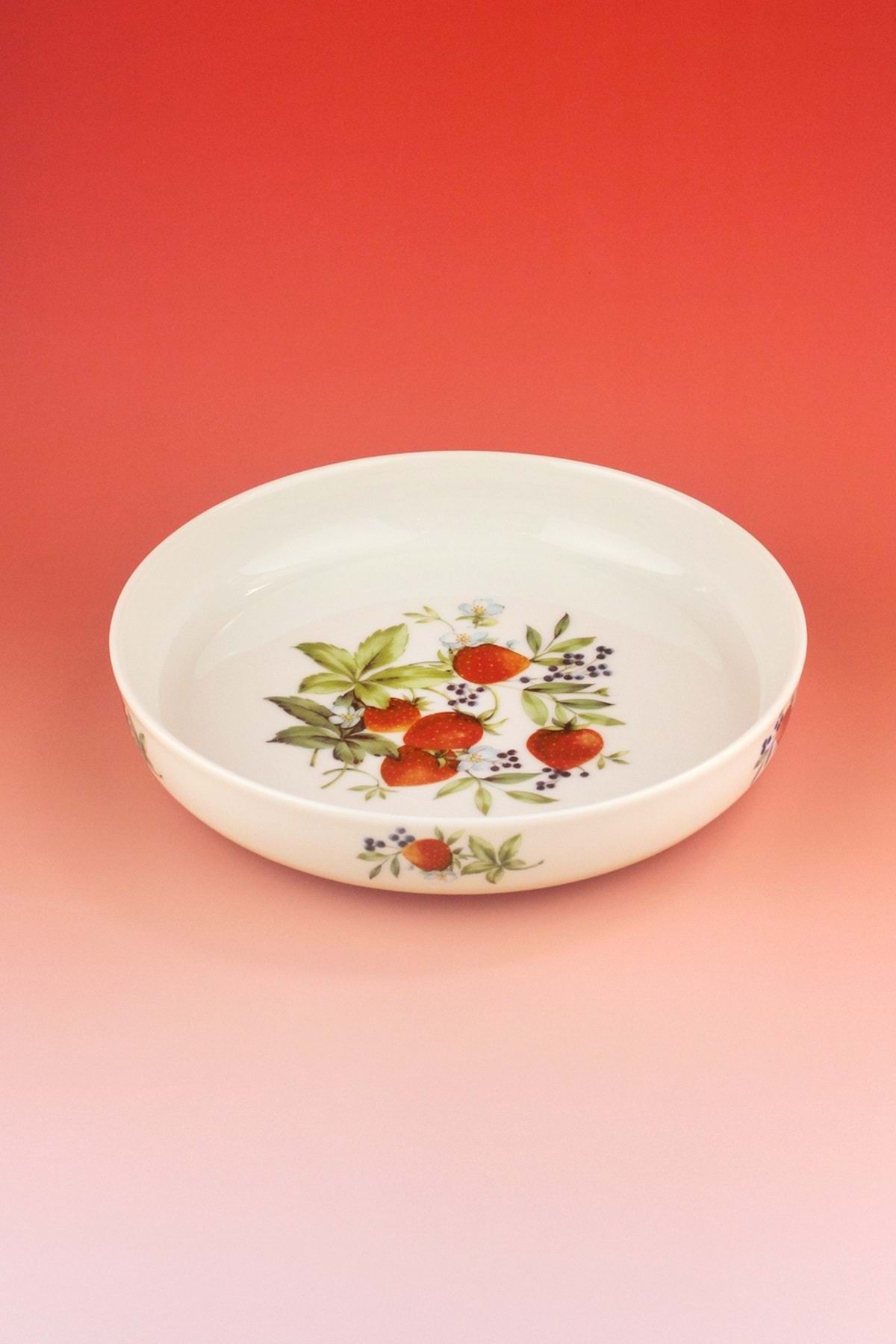 Bursa Porselen Dekor Strawberry büyük boy porselen salata kasesi