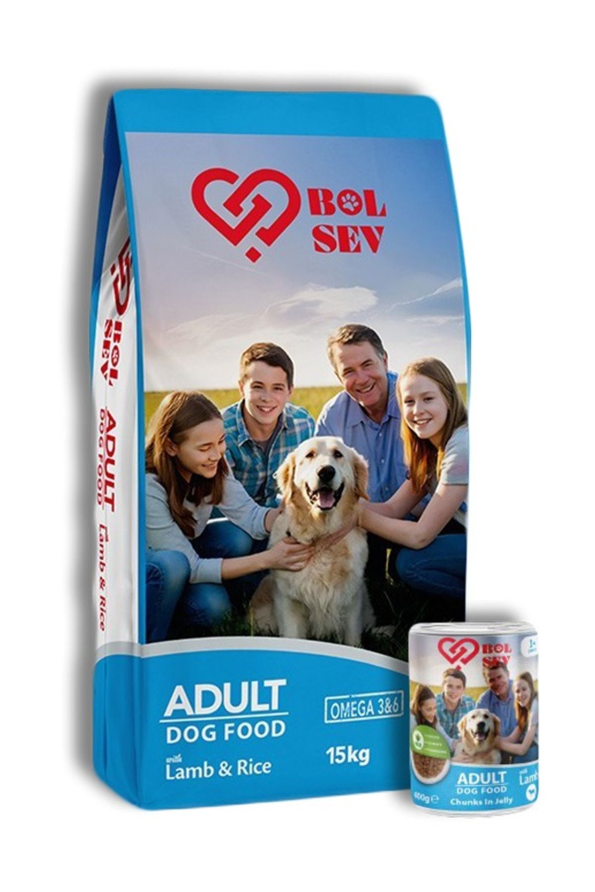 BOLSEV 15 KG KÖPEK MAMASI + 1 ADET YETİŞKİ KÖPEK YAŞ MAMASI