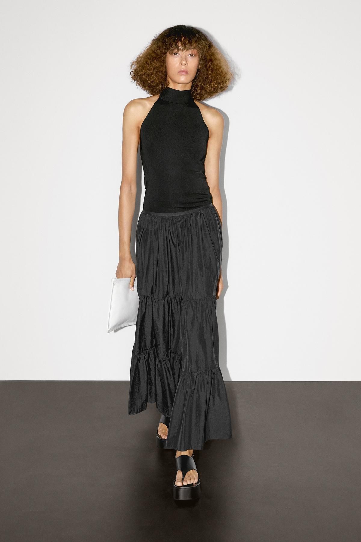 Massimo Dutti Yakası bağcıklı halter yaka top