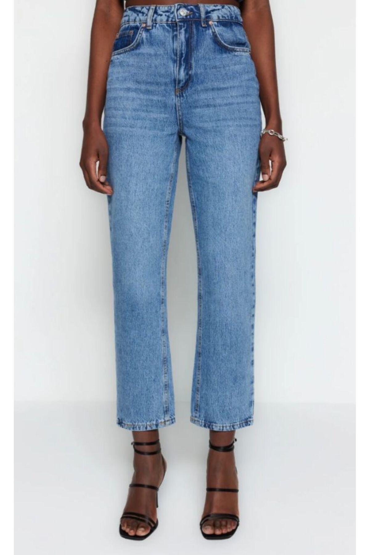 KARACAN COMPANY Kadın Yüksek Bel Düz Kesim Straight Jeans