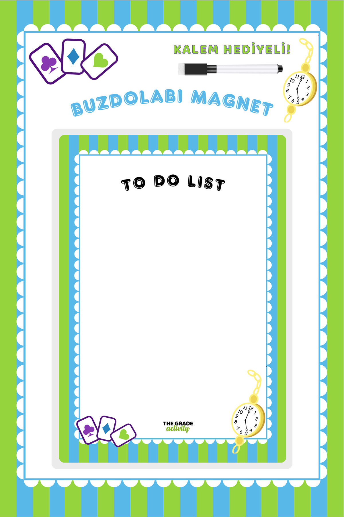 The Grade Yaz sil Timeless Yeşil To Do List Manyetik Buzdolabı Planlayıcı Buzdolabı Notluk Magnet notluk