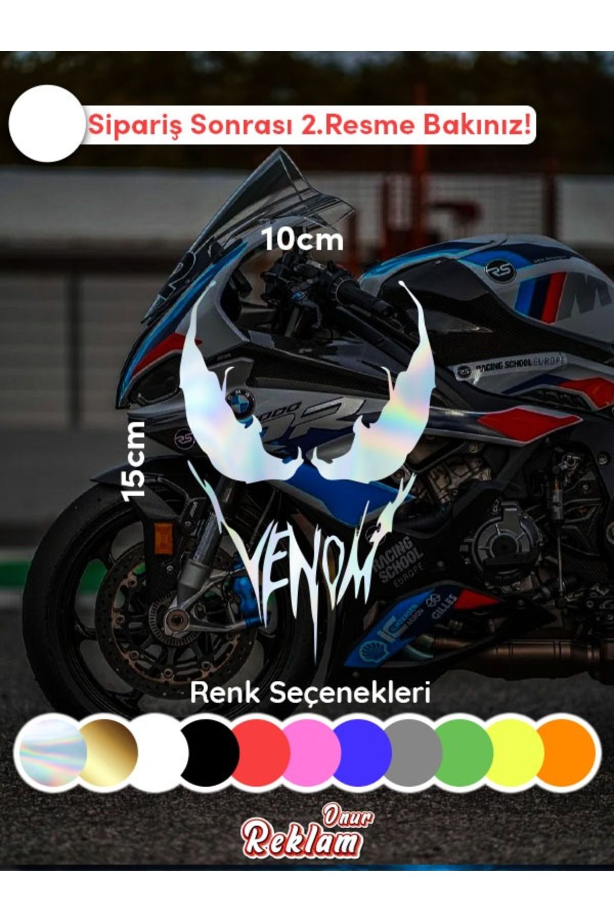 onurreklamonline Venom Tasarımlı Sticker – 10x15 cm – Motosiklet & Araç Uyumlu – Renk Seçenekli