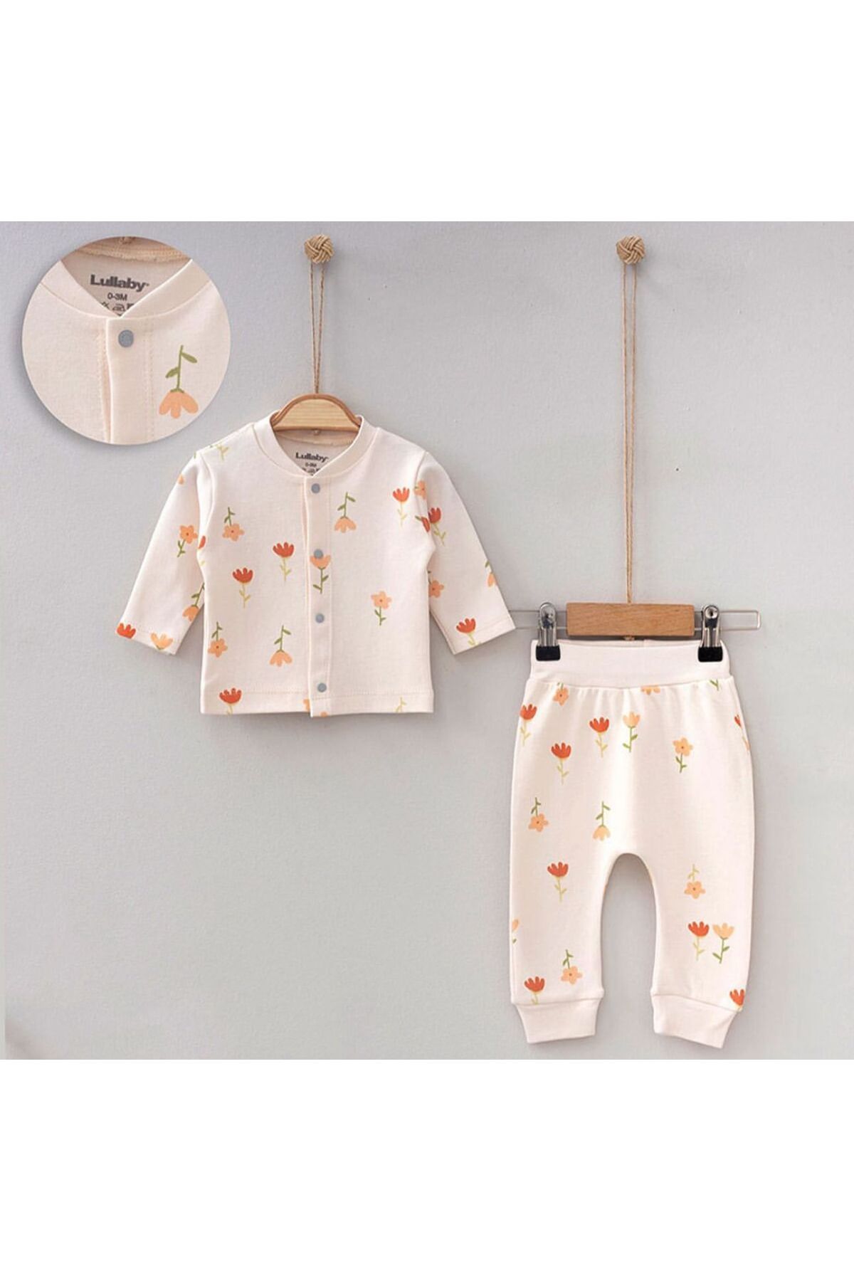 Lugi Baby %100 Pamuklu Çiçek Baskılı İkili Kız Bebek Takım