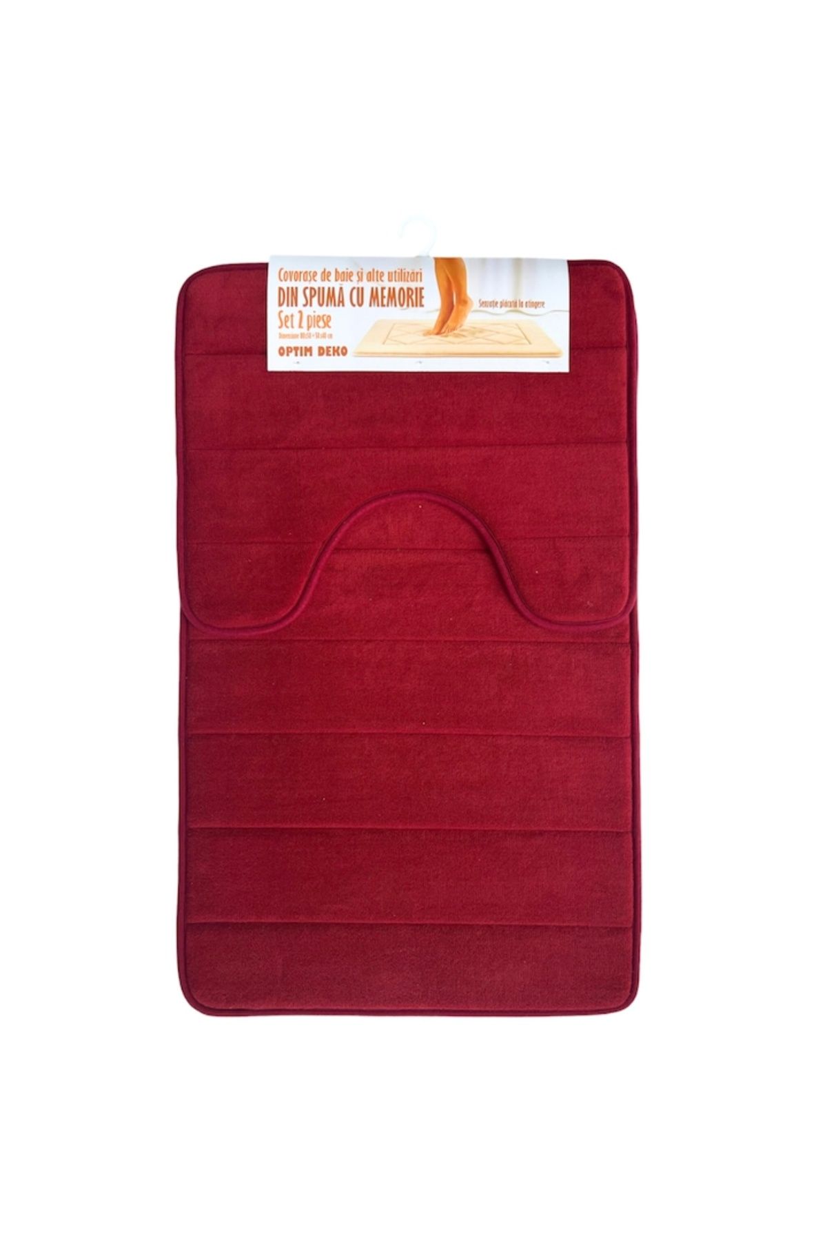 OPTIM DEKO-Set 2 bath rugs, memory foam, 80x50 & 50x40cm, red/burgundy ®OPTIMDEKO 3