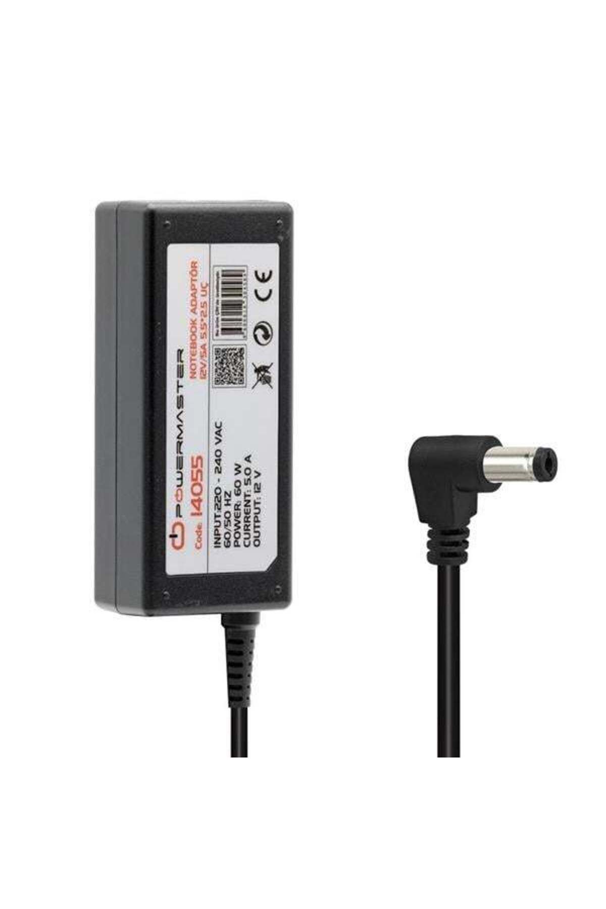 Modafiks Powermaster PM-14055 12 Volt - 5 Amper 5.5*2.5 Mm Uçlu Plastik Kasa Masaüstü Adaptör