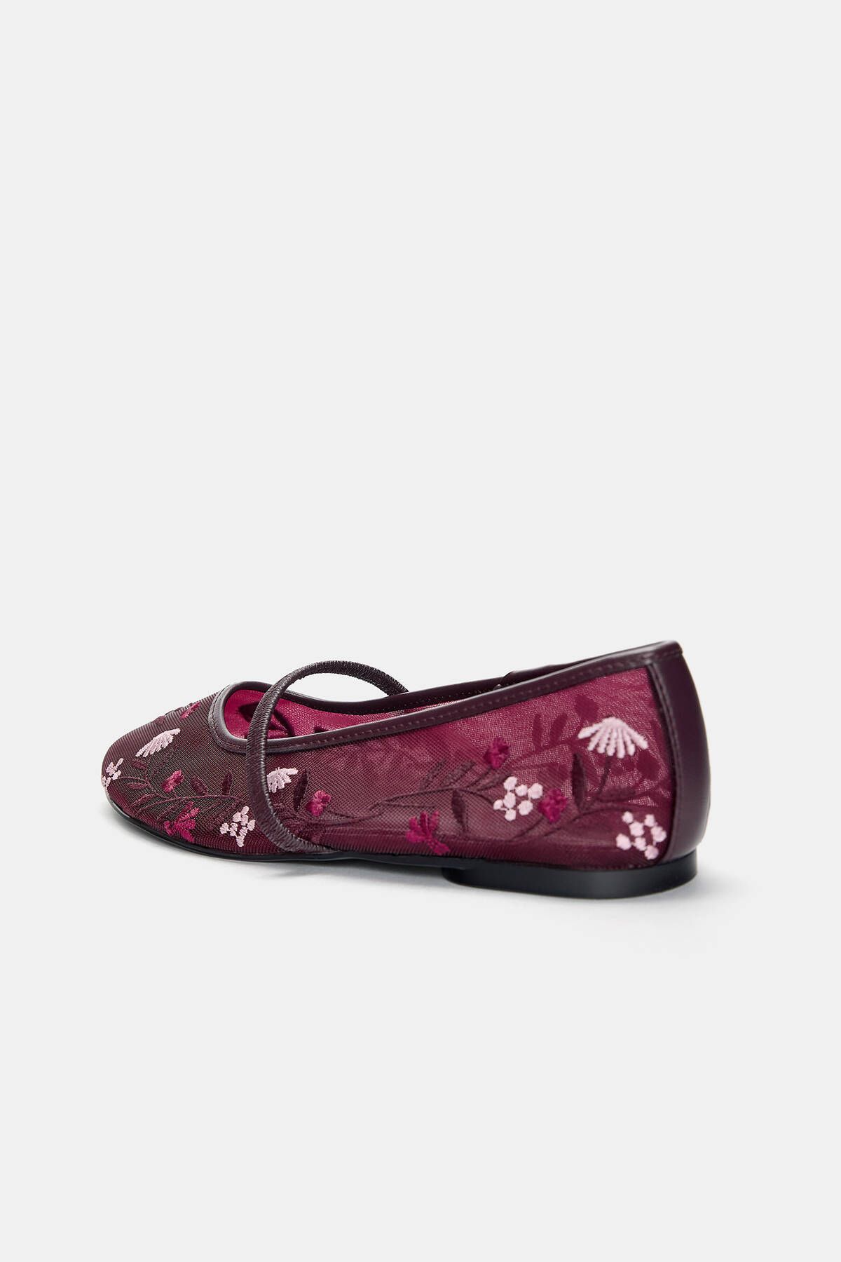 Pull & Bear-Embroidered mesh ballet flats 5